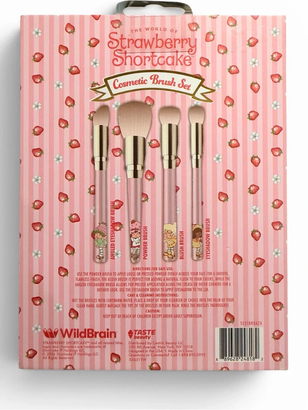 Strawberry Shortcake Cosmetic Brush Set 4PC Pink Gold Makeup Brushes New
